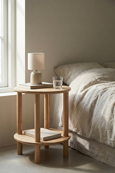 CMDWOOD CEDRO Modern Yuvarlak Yan Sehpa – Doğal Ahşap Salon & Oturma Odası