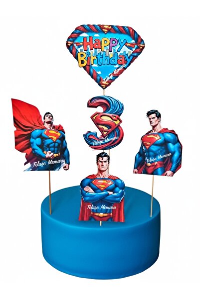 telaşe memuru Superman cake topper - superman birthday decoration - 3rd birth...