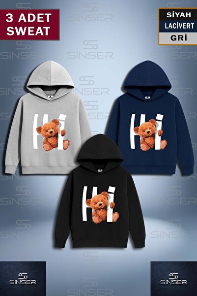 SS SİNSER Φούτερ με στάμπα SWEAT 3LU "HI AYICIK BEYAZ "
