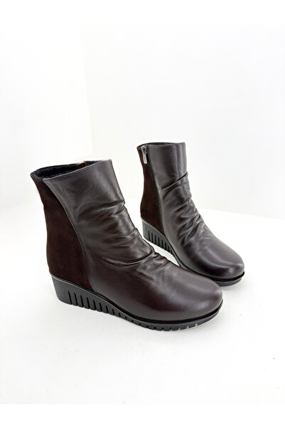 Deripabuc Genuine Leather Brown Suede Women's Leather Boots Trc-2001