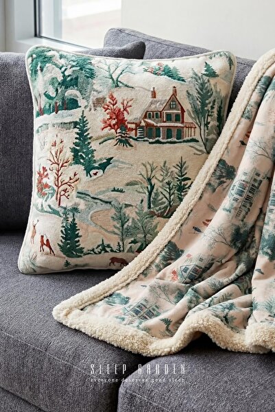 Sleep Garden طقم بطانية ووسادة تلفزيون من قطعتين، مصنوع من القطيفة ذات الوجهي...