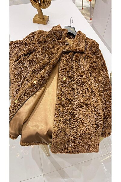 EB SCARF Plush Textured Zippered Women's Coat – Soft Teddy Coat