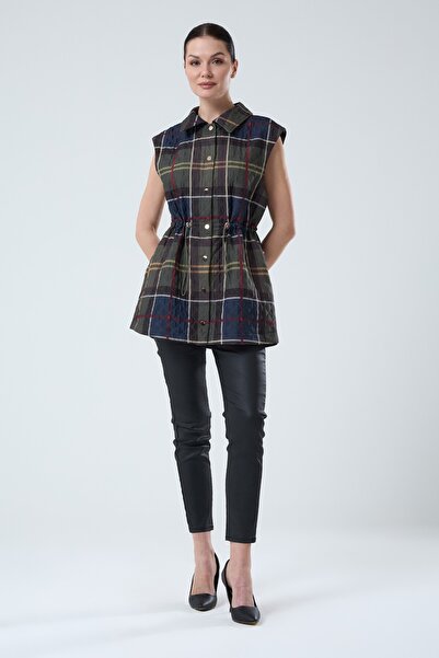 Jupe Kadın Şık Ekose Astarlı Kapitone Yelek 9290