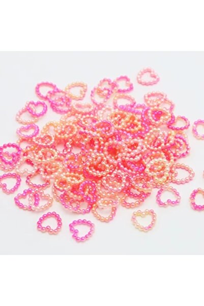 Pink Nails 3D Heart Set Hot Pink Beads