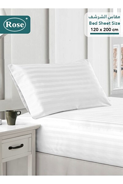 Rose Hotel Stripe Fitted Sheet & Pillowcase(s) Set, Premium Microfiber, Singl...