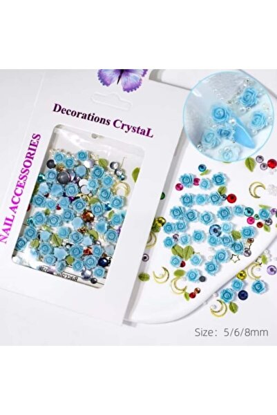 Pink Nails 3D Flower Set Blue Mix