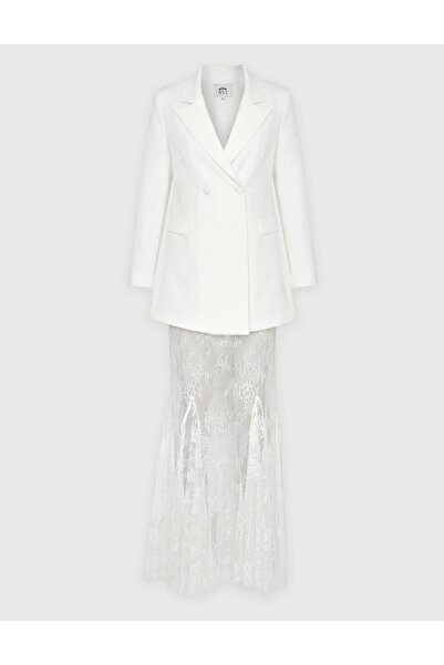 İLVİ Klaudi Jacket Skirt White Women's Set