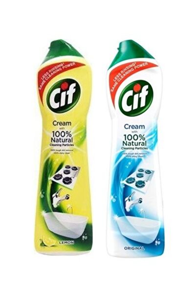 Cif Pack of 2 x Surface Cream Original & Lemon, 500 ml
