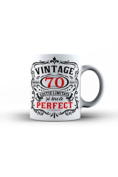 GIFTS4ALL Cană ceramică cu design vintage 70 ani – Sărbătorește vârsta cu sti...