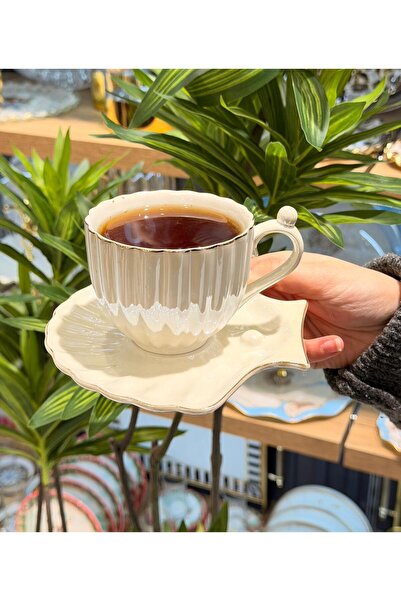 Onedekor 6'lı Sedefli İncili Porselen Çay Fincanı