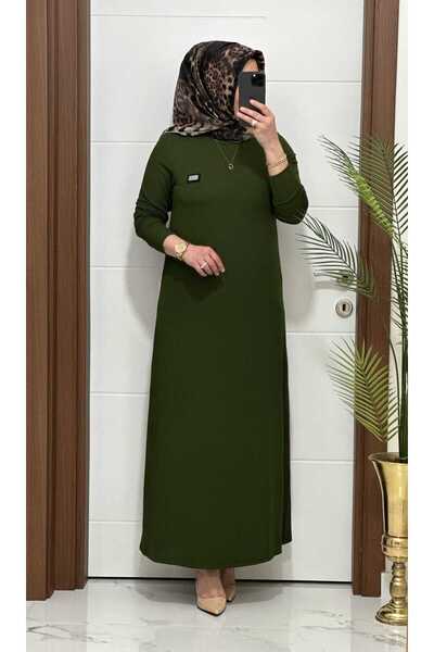 modasura 5888  K 60 HAKİ arma detay fitilli burgu kumaş beden elbise yeni sezon