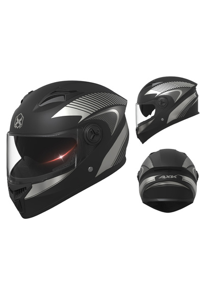 FIXATO Phantom Motorcycle/Scooter Helmet, UV Protection, Double Visor,Black S...