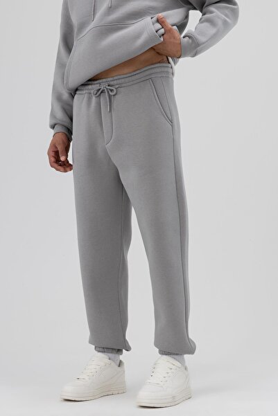 VAMOSCLO بنطال رياضي أساسي بخصر مطاطي، لون رمادي فاتح
