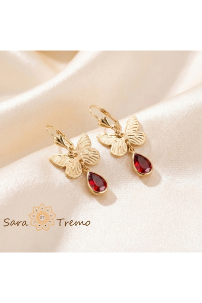 SaraTremo Butterfly of Passion Earrings – 18K Plated Brazil, 3 cm