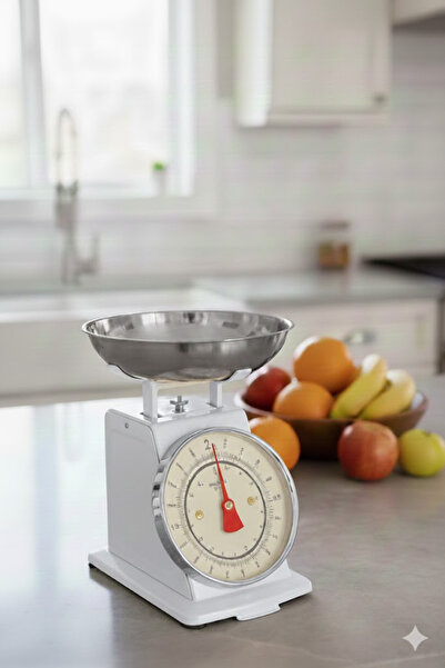 welcomein Vintage Tasarım Analog Mutfak Terazisi 5 kg Kapasiteli Pirinç Kasel...