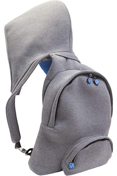 Morikukko Unisex-Adult Hooded Backpack Grey Blue