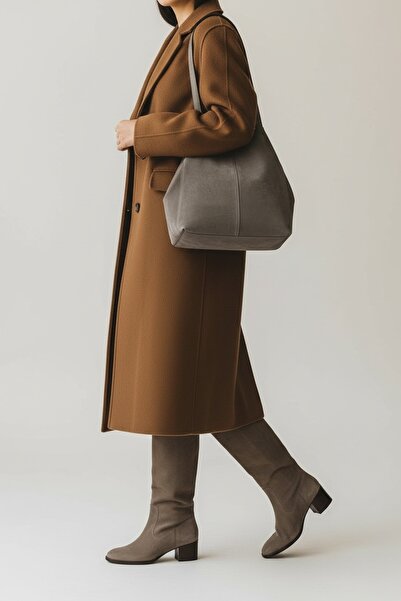 Mufflon Leather Collection Hakiki Deri Süet Salaş Omuz Çantası Yeşil