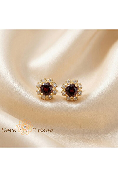 SaraTremo Cercei cu flori de cireș – Cercei cu șurub placați cu aur de 18K, s...