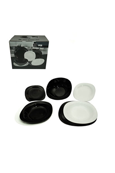 Luminarc OPAL NOU square dinnerware set, 19 pieces – black and white