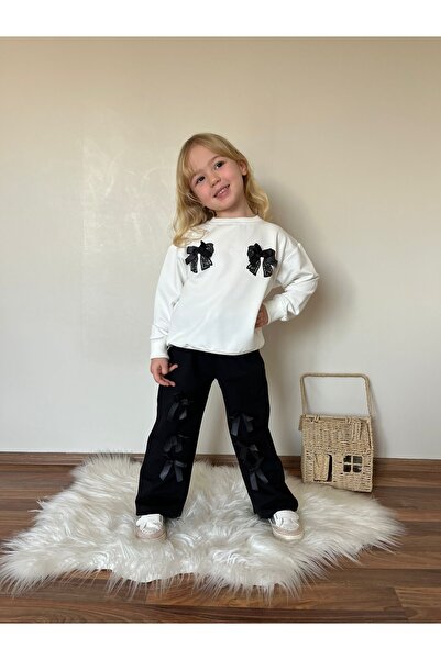 CARLA MARA Girl's Ribbon Detail Tracksuit Bottom and Top Set