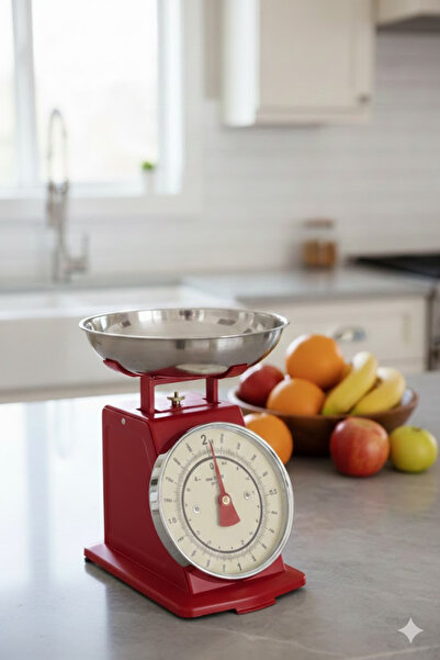 welcomein Vintage Tasarım Analog Mutfak Terazisi 5 kg Kapasiteli Pirinç Kasel...