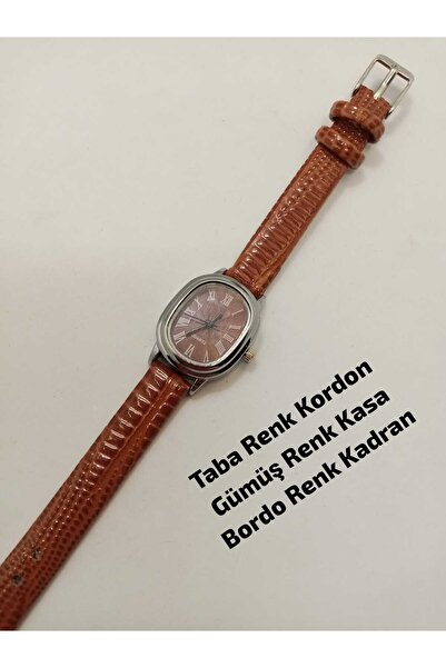 Brality Bordo Dial- Vintage Design- Tan Color Snake Patterned Band- Silver Co...