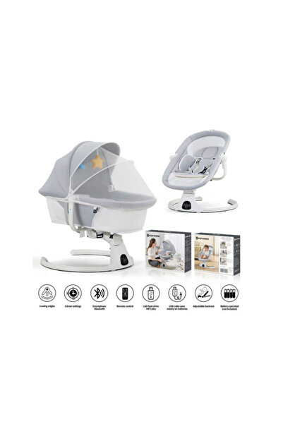 L-Sun Electric Cradle, Swing and Crib for Babies, 3 Swing Levels, Musical, Bl...