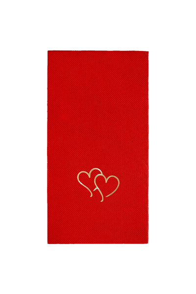 Story 40X40 cm Gold Foil Hearts Patterned 16-Piece 1/8 Fold Red Colored Paper...