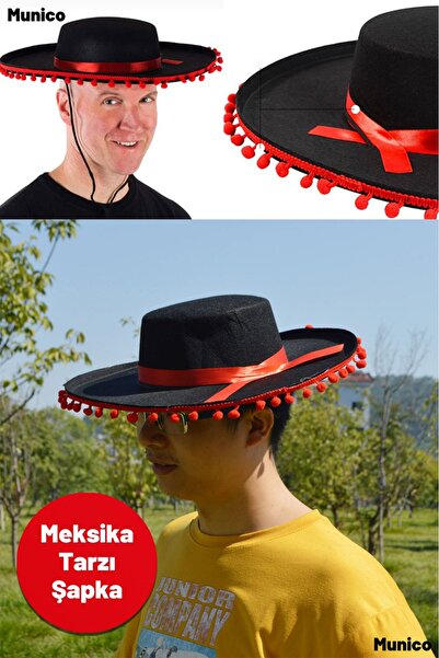 Munico Meksika Tarzı Sombrero Şapkası – Premium Kumaş, Geniş Kenarlı, Kostüm ...