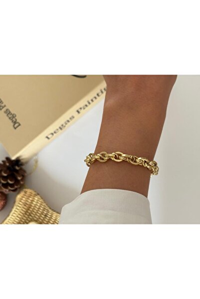 XUPING JEWELRY Oval Interlocking Xuping Chain Model Gold Bracelet