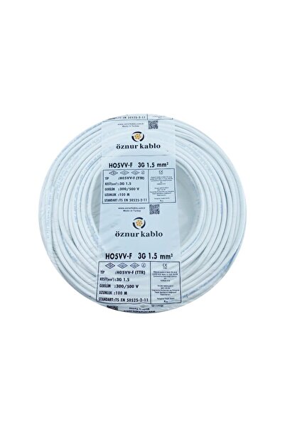 öznur kablo ÖZNUR 25MT 3X1,5MM TTR BAKIR ELEKTRİK KABLOSU BEYAZ