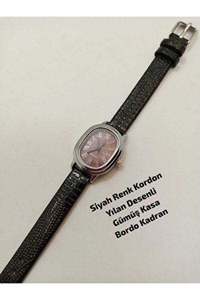 Brality Bordo Dial- Vintage Design- Black Color Snake Pattern Strap- Silver C...