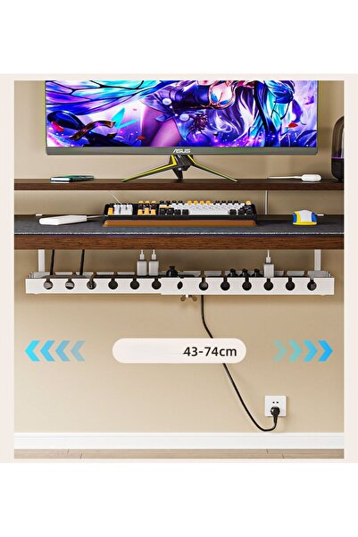 OEM Extendable under desk organizer stand, adjustable 43–74 cm, white