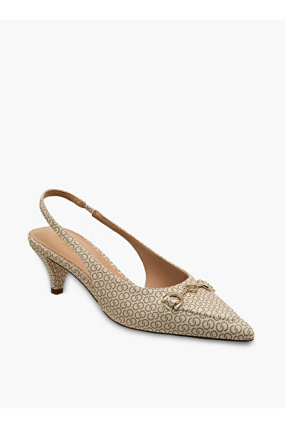 Celeste Women Monogram Print Kitten Heel Slingback Shoes