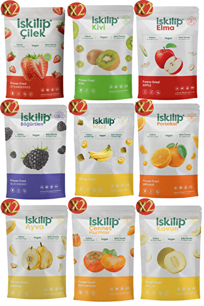 İSKİLİP Freeze-Dried Fruit Chips Strawberry Banana Apple Quince Orange Date M...