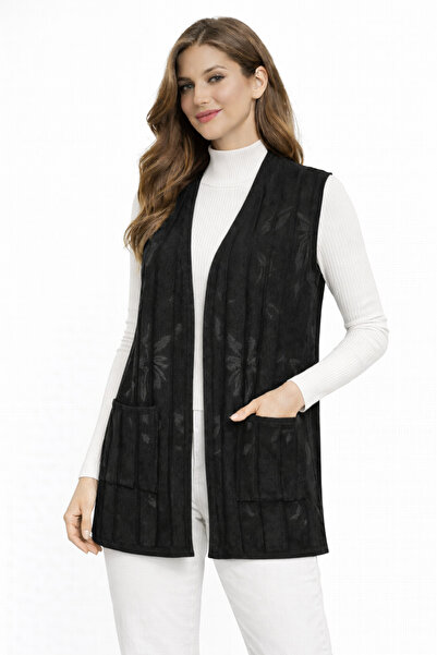 Uludağ Triko ANNE YELEK- ÇİÇEK DESENLİ CEPLİ MEVSİMLİK TRİKO YELEK...