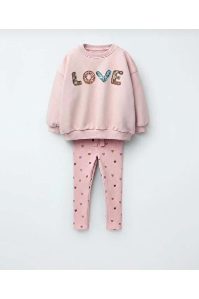 Lolliboomkids Stone color love Printed sweatshirt leggings top bottom set - s...