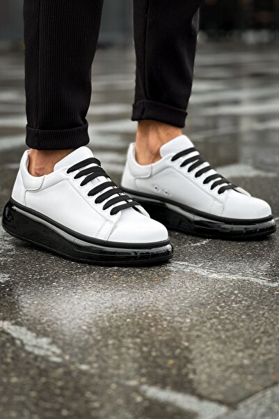 Lucy Shoes حذاء رياضي رجالي YG295 Sollıevo برباط يومي من الجلد CST - أبيض