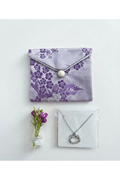 coquette butik Nakışlı Geleneksel Brokar Japon Çanta & Kulaklık Anahtarlık Pe...