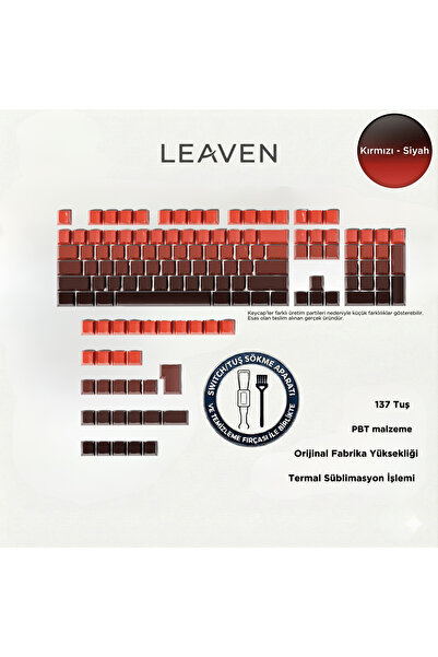 Leaven 136 TUŞ SİYAH-KIRMIZI KADEMELİ KEYCAP - MEKANİK KLAVYE TUŞ TAKIMI