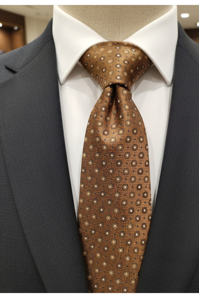 Gutiero Classic Tie with Gold Patterned Handkerchief