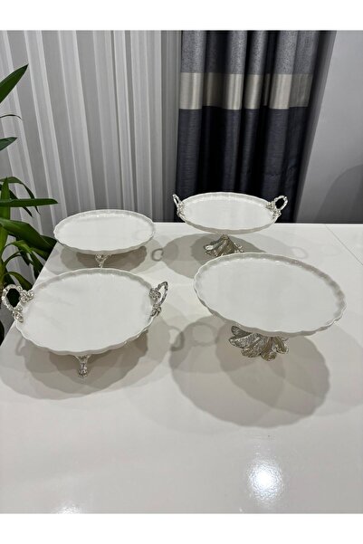 PARILTI HOME COLLECTİON Luxury Porcelain with Metal Legs Serving Set Dowery T...