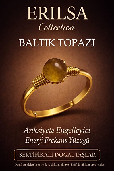 Erilsa Certified Anxiety-Blocking Energy Ring – Baltic Topaz Adjusted Gold Ca...