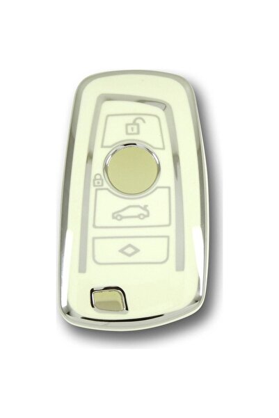 AutoHan Keys غطاء حماية لمفتاح سيارة BMW، أبيض فضي، متوافق مع سلسلة 1 3 5 7 و...