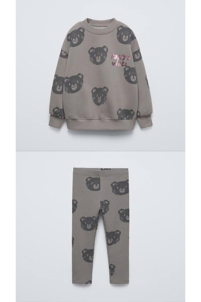 Lolliboomkids Girl's Gray Bear Tokyo Vibes Tk - - Gray - 5-6 Years Old