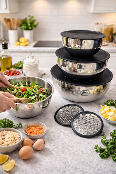 COCEM Grater Mixing Bowl Set |   9 Pieces |   16-20-24 cm