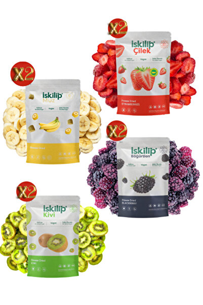 İSKİLİP Freeze Dried Fruit Introduction Pack Strawberry Kiwi Banana Blackberr...