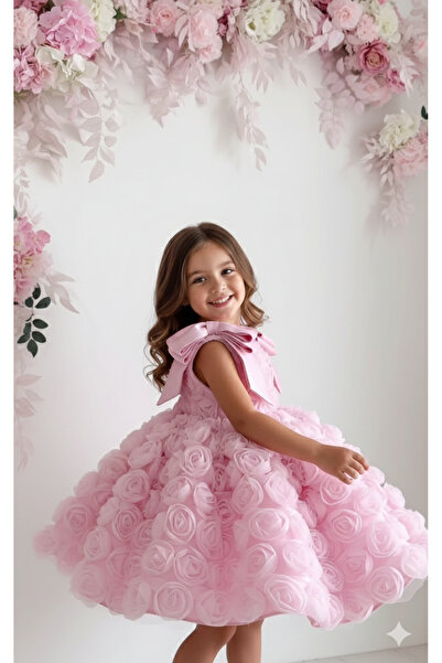 Luneria Dress Ros Bella 3D gül dokulu kumaşıyla hem zarif hem rahat tasarımıy...