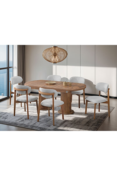 Home YemekMasası BOHEM AÇILIR MDF masa ve 6 sandalye 90x180 1.kalite