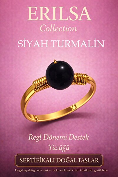 Erilsa Certified Menstrual Period Energy Ring – Black Tourmaline Adjustable G...